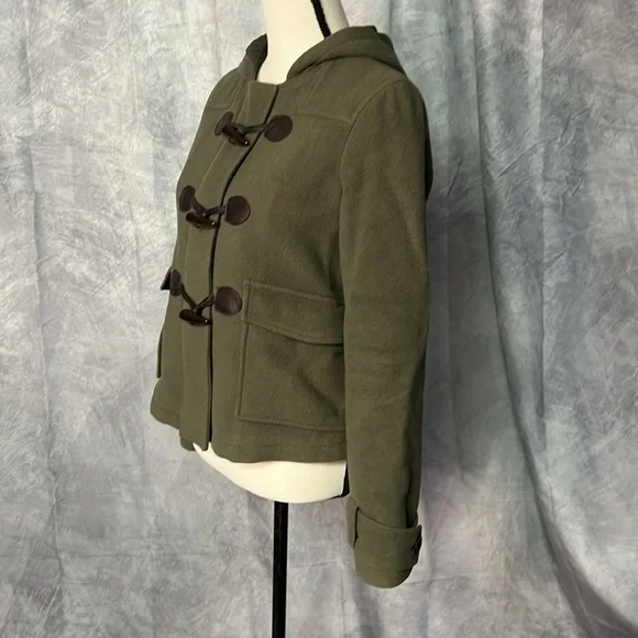 Xhilaration Military Inspired Olive Green Cropped Trench Coat - Medium - Picture 3 of 12